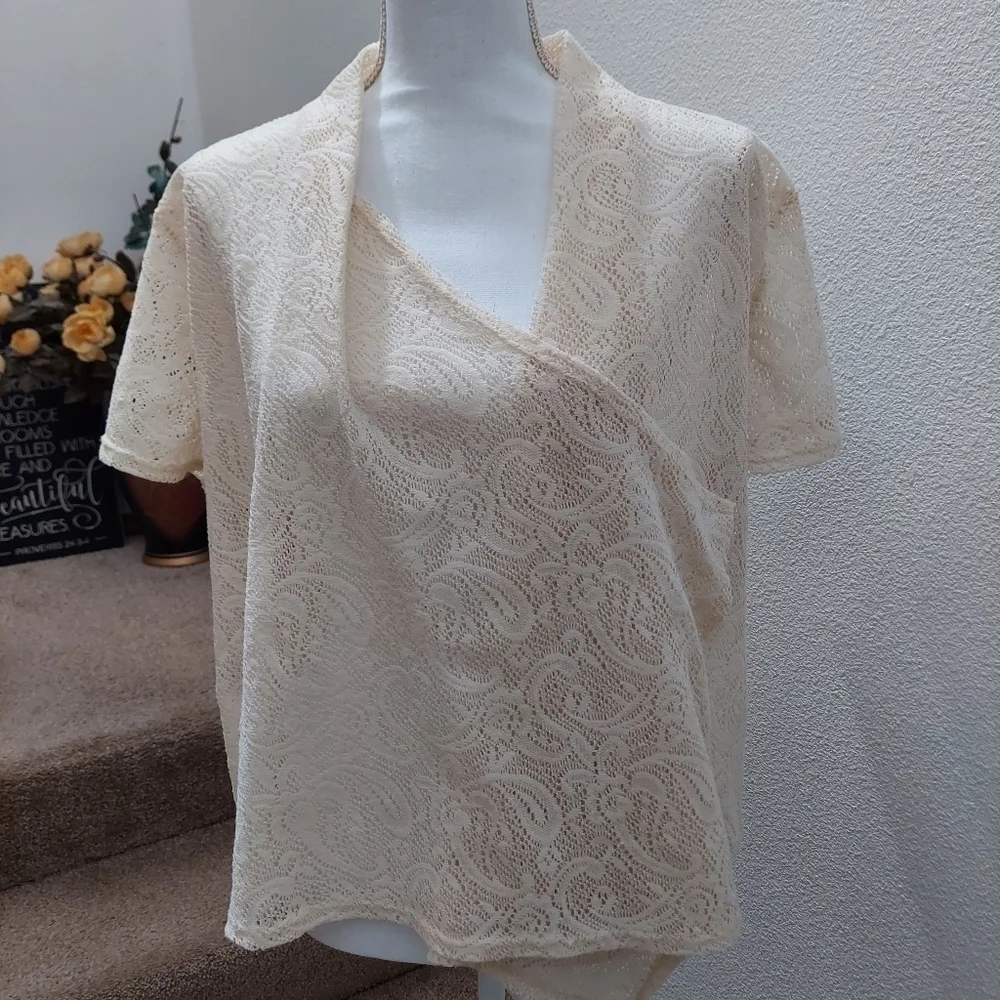 Dress Barn woman dress cover up Size 18/20 Tan/ Cream weding formal, casual gift - Picture 5 of 7